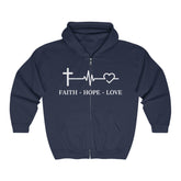 Faith Hope and Love Unisex Heavy Blend™ Full Zip Hooded Sweatshirt