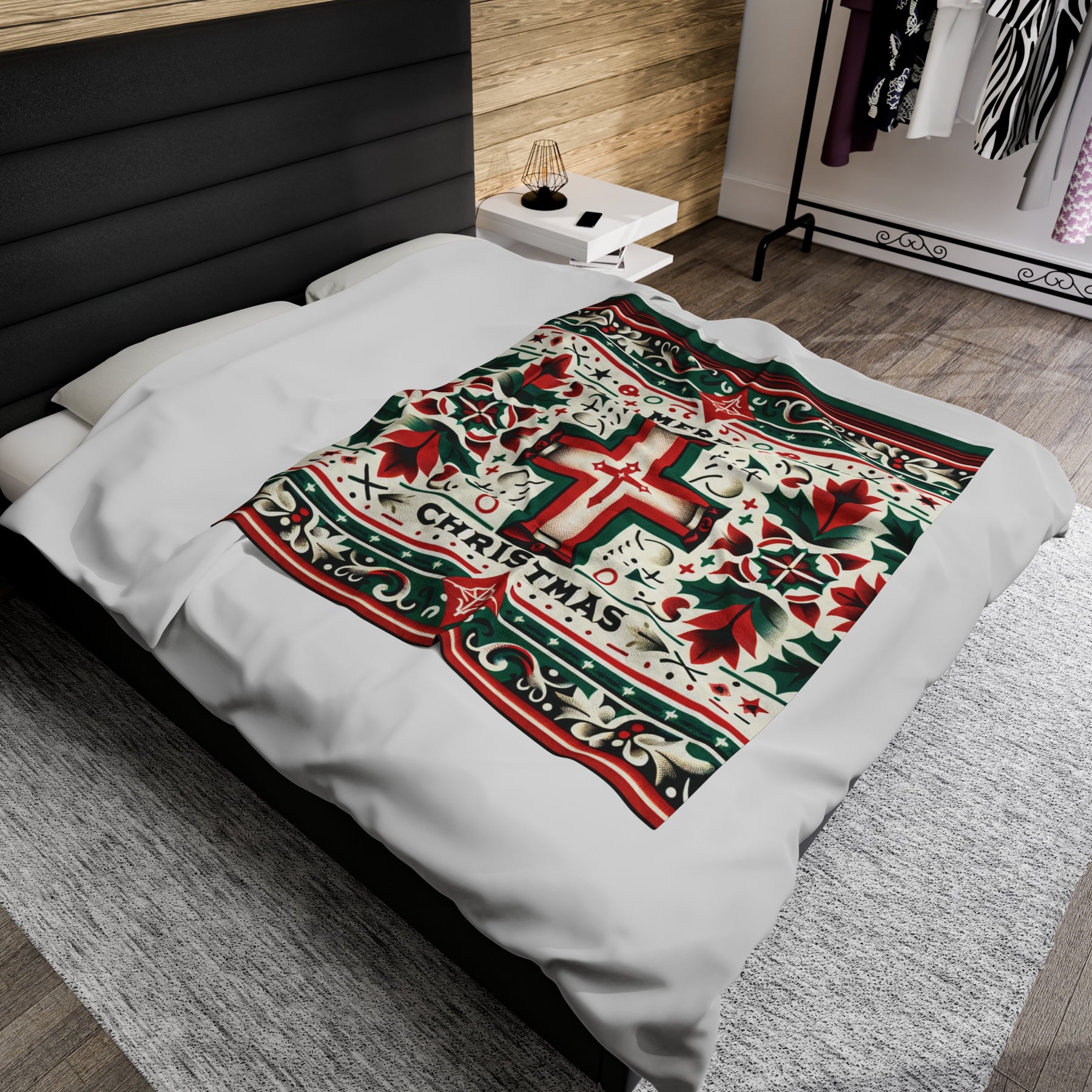 Merry Christmas Velveteen Plush Blanket